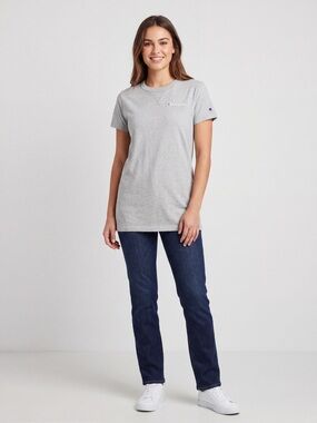 Champion Light Gray Short Sleeve Tee with Script Logo